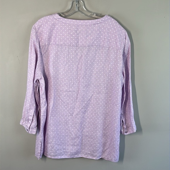 Talbots Linen Polka Dot Button Front Top Size 1X - Picture 2 of 11